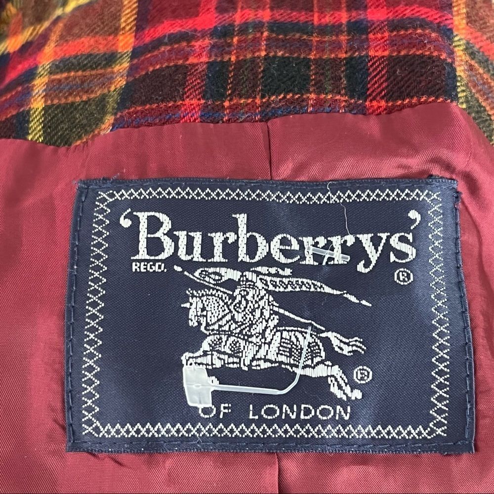 Burberry Red Tartan Plaid Crop Zip Wool Jacket 6 - Picture 9 of 10